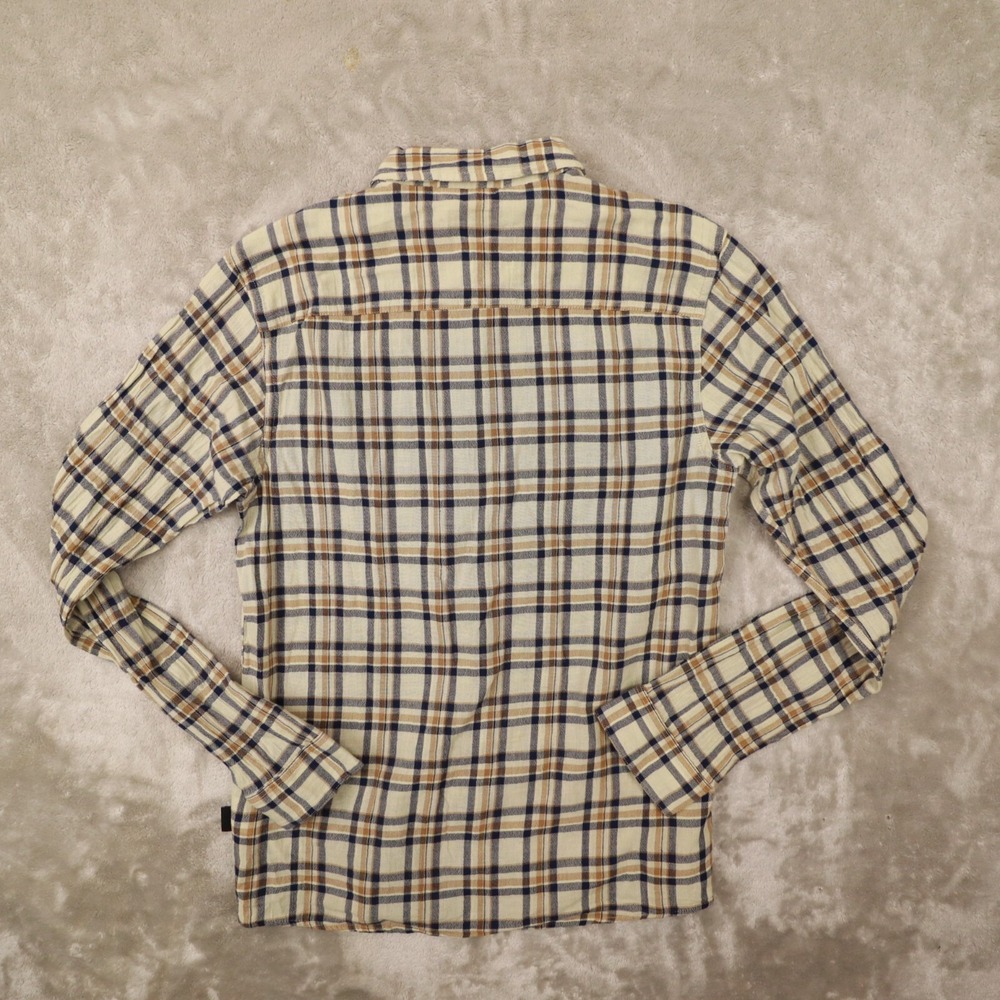 Patagonia Men's Beige Blue plaid Organic Cotton Button Up Shirt size Small - Picture 3 of 8